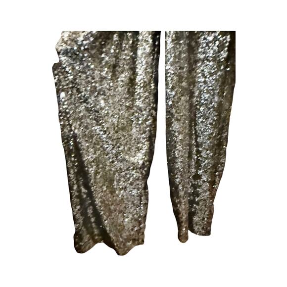 EMERALD SUNDAE Sequins Jumpsuit Silver V-Neck Sleeveless Pockets Cocktail 9 EUC - Picture 6 of 11